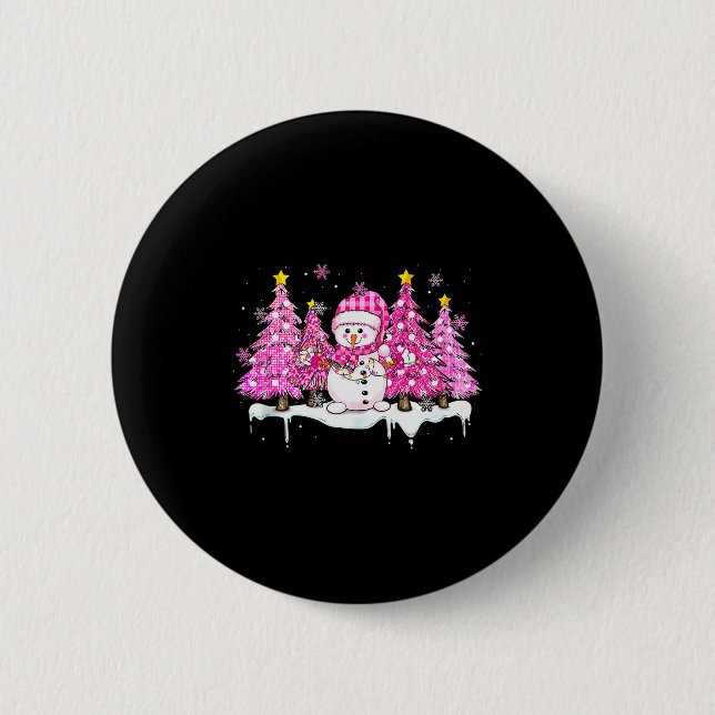 Macaron Rond 5 Cm Nk Snowman Snowman Merry Christmas Tree Women Girl (Devant)