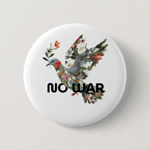 Macaron Rond 5 Cm No War Peace Dove Pacifist Bold Statement