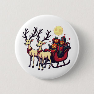 Macaron Rond 5 Cm Noël à Halloween Reindeer Citrouille présente