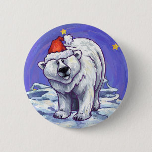 Macaron Rond 5 Cm Noël à l'ours polaire
