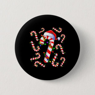 Macaron Rond 5 Cm Noël Bonhomme Père Noël Canne Candy Lumières Rouge