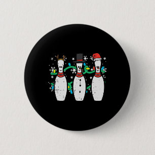 Macaron Rond 5 Cm Noël Bowling Funny Xmas Sports Bowler Hommes Femme