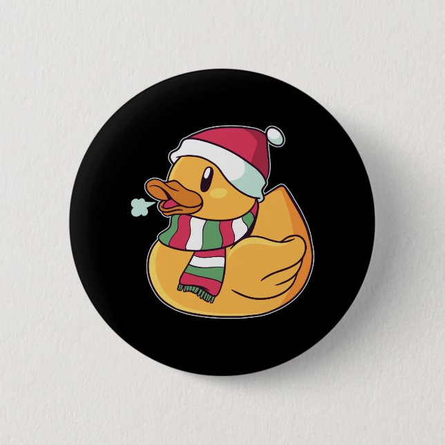 Macaron Rond 5 Cm Noël Caoutchouc Canard Santa Chapeau Cadeau Pour L (Devant)
