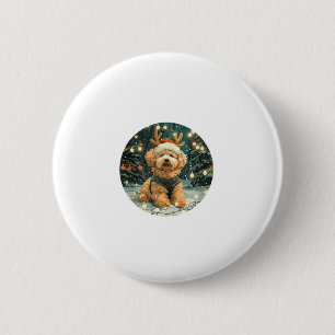 Macaron Rond 5 Cm Noël Cavapoo Reindeer Chien Santa Hat Cute Holi