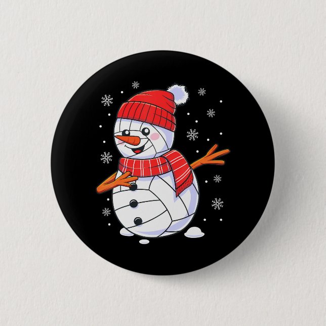 Macaron Rond 5 Cm Noël Dabing Snowman Volleyball Xmas Dab (Devant)