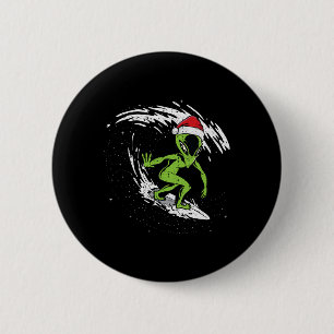 Macaron Rond 5 Cm Noël d'Alien de surf en juillet Vacances d'été de 