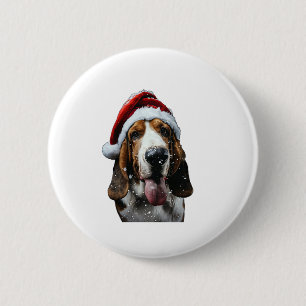 Macaron Rond 5 Cm Noël de Basset Hound
