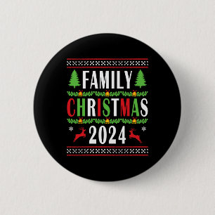 Macaron Rond 5 Cm Noël de famille 2024 Funny Matching Xmas Tree