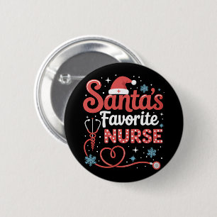Macaron Rond 5 Cm Noël de la infirmière préférée de Santa