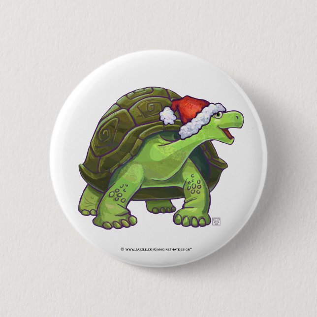 Macaron Rond 5 Cm Noël de la tortue nocturne étoilée (Devant)