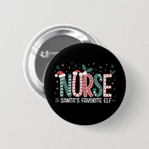 Macaron Rond 5 Cm Noël de l'elfe préféré de Santa Infirmière Inspira