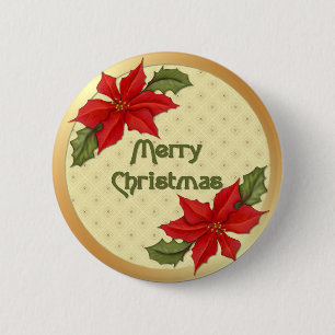 Macaron Rond 5 Cm Noël de Poinsettia