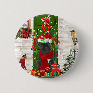 Macaron Rond 5 Cm Noël des Bulldog français