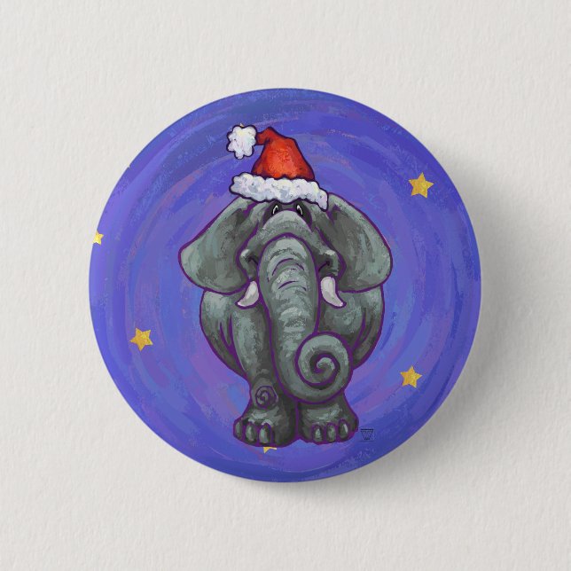 Macaron Rond 5 Cm Noël des éléphants (Devant)