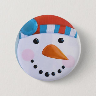 Macaron Rond 5 Cm Noël d'hiver de la carotte de Snowman