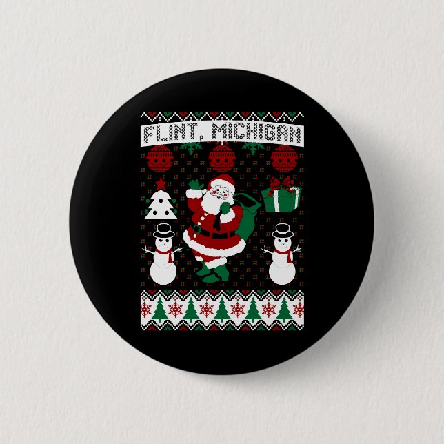 Macaron Rond 5 Cm Noël Douille moche Flint Michigan (Devant)