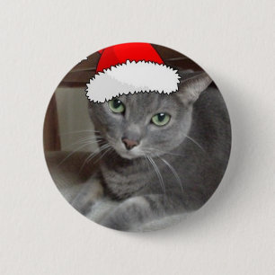 Macaron Rond 5 Cm Noël du chat bleu russe
