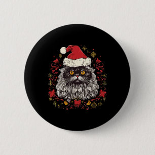 Macaron Rond 5 Cm Noël du chat perse