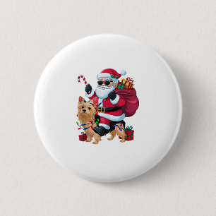 Macaron Rond 5 Cm Noël Éclairage Père Noël équitation Yorkie Chien N