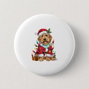 Macaron Rond 5 Cm Noël Éclairage Père Noël Labradoodle Chien Noël