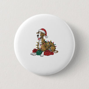 Macaron Rond 5 Cm Noël Éclairage Santa Chapeau grand chien Danse Noë