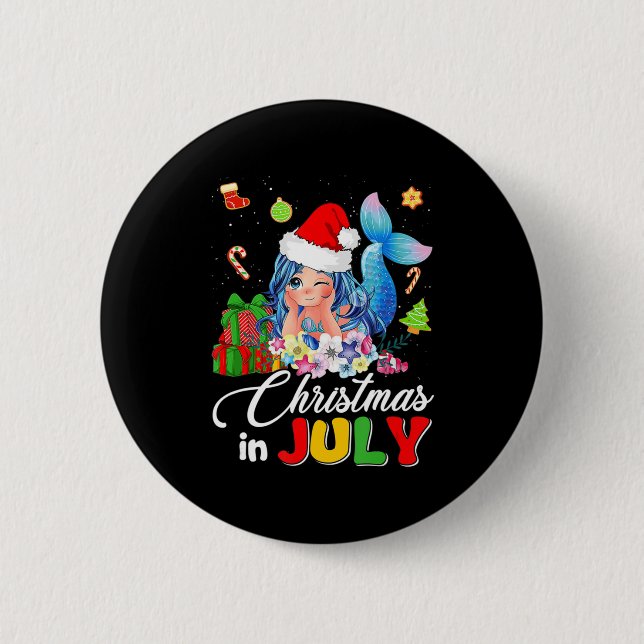 Macaron Rond 5 Cm Noël En Juillet Anime Mermaid Santa Hat Sum (Devant)