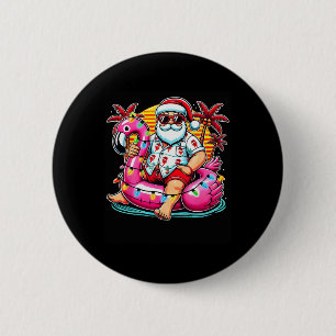 Macaron Rond 5 Cm Noël En Juillet Chemise Père Noël Flamant rose Flo