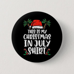 Macaron Rond 5 Cm Noël En Juillet Chemise Santa Hat Summer Beach Vac