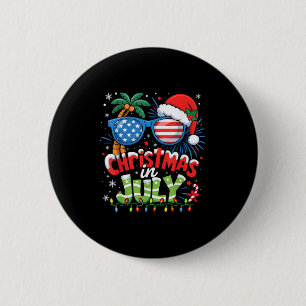 Macaron Rond 5 Cm Noël En Juillet États-Unis Drapeau Summer Beach Ha