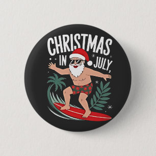 Macaron Rond 5 Cm Noël en juillet Fantastique Noël Père Noël Beach