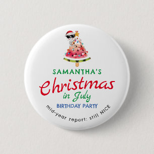 Macaron Rond 5 Cm Noël en juillet Naughty ou Nice Toddler Anniversai