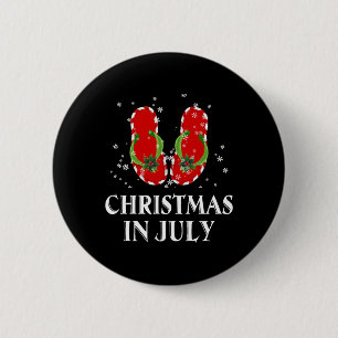 Macaron Rond 5 Cm Noël En Juillet Père Noël Flip Flop Été Noël Cadea