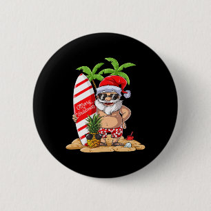 Macaron Rond 5 Cm Noël en juillet Santa Surf Hawaïen Cadeaux Sum
