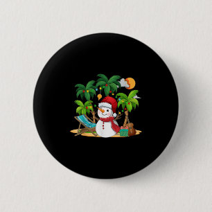 Macaron Rond 5 Cm Noël En Juillet Snowman Sur Palm Tree Tropical Be