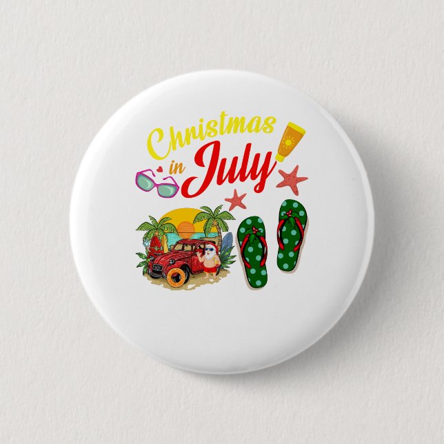 Macaron Rond 5 Cm Noël En Juillet T Shirt Summer Beach Vacances (Devant)