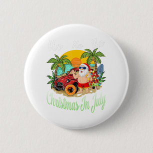 Macaron Rond 5 Cm Noël En Juillet Tee Funny Père Noël Summer Beach