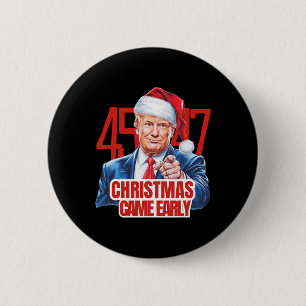Macaron Rond 5 Cm Noël est arrivé tôt drôle Donald Trump Père Noël C