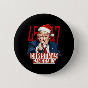 Macaron Rond 5 Cm Noël est arrivé tôt drôle Donald Trump Père Noël C