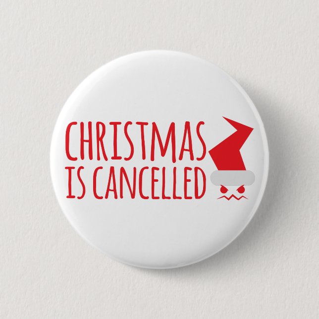 Macaron Rond 5 Cm Noël est décommandé avec Père Noël fâché font face (Devant)