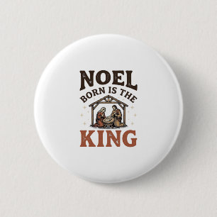 Macaron Rond 5 Cm Noël est né, le roi vintage noël de la nativité