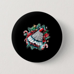 Macaron Rond 5 Cm Noël festif pour les amateurs de badminton, Noël