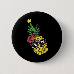 Macaron Rond 5 Cm Noël hawaïen en juillet Ananas Mele Kalikima