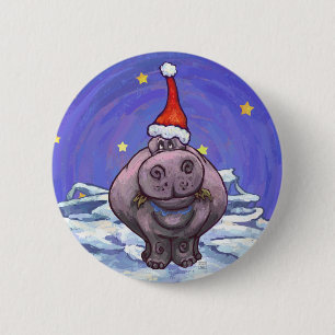Macaron Rond 5 Cm Noël Hippopotame