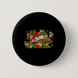 Macaron Rond 5 Cm Noël Joie Cute Highland Vache Avec Santa Hat Xma