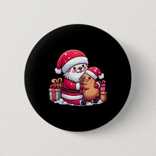 Macaron Rond 5 Cm Noël Le Père Noël Accroche De Mignonnes Capybara A