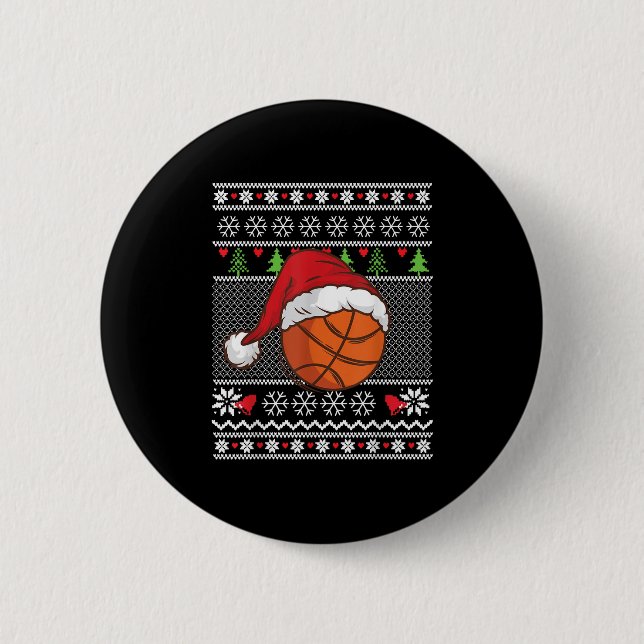 Macaron Rond 5 Cm Noël Moche Sweet Style Basketball Joyeux Noël (Devant)
