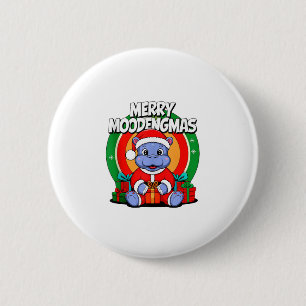 Macaron Rond 5 Cm Noël Moo Deng Merry Moodengmas Baby Hippo Chr