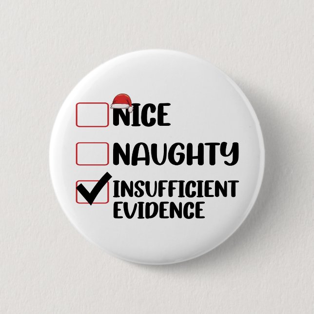 Macaron Rond 5 Cm Noël Nice Naughty Preuve insuffisante (Devant)