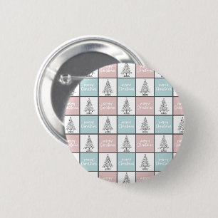 Macaron Rond 5 Cm Noël Pastel Bleu et rose Motif moderne
