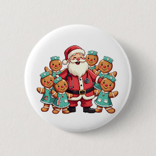 Macaron Rond 5 Cm Noël Père Noël Pain d'épices Infirmières